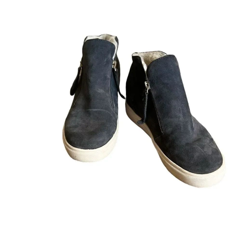 Steve Madden Caliber Faux Fur Wedge Shoe Gray Size 7.5